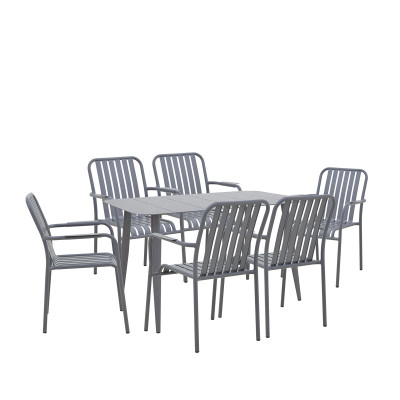 Τραπεζαρία Heven Vista pakoworld σετ 7τεμ ανθρακί αλουμίνιο 120x70x72εκ