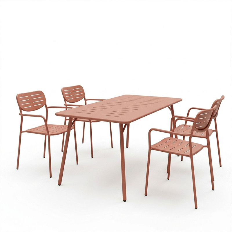 Τραπεζαρία Moraja Deraby pakoworld σετ 5τεμ terracotta μέταλλο 140x80x72εκ Τραπεζαρία Moraja Deraby pakoworld σετ 5τεμ terracotta μέταλλο 140x80x72εκ