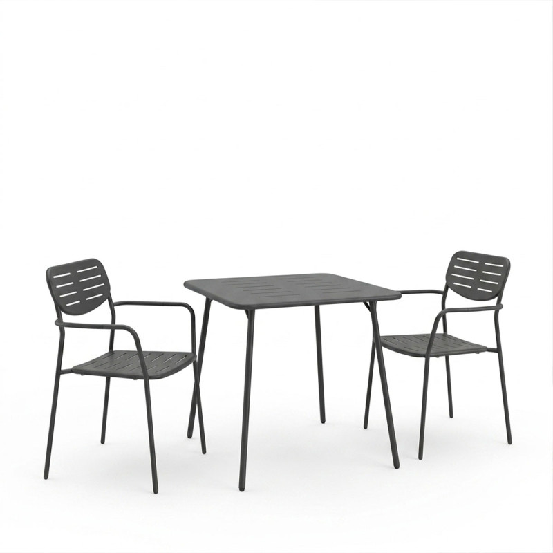 Τραπεζαρία Moraja Deraby pakoworld σετ 3τεμ μαύρο μέταλλο 70x70x73εκ