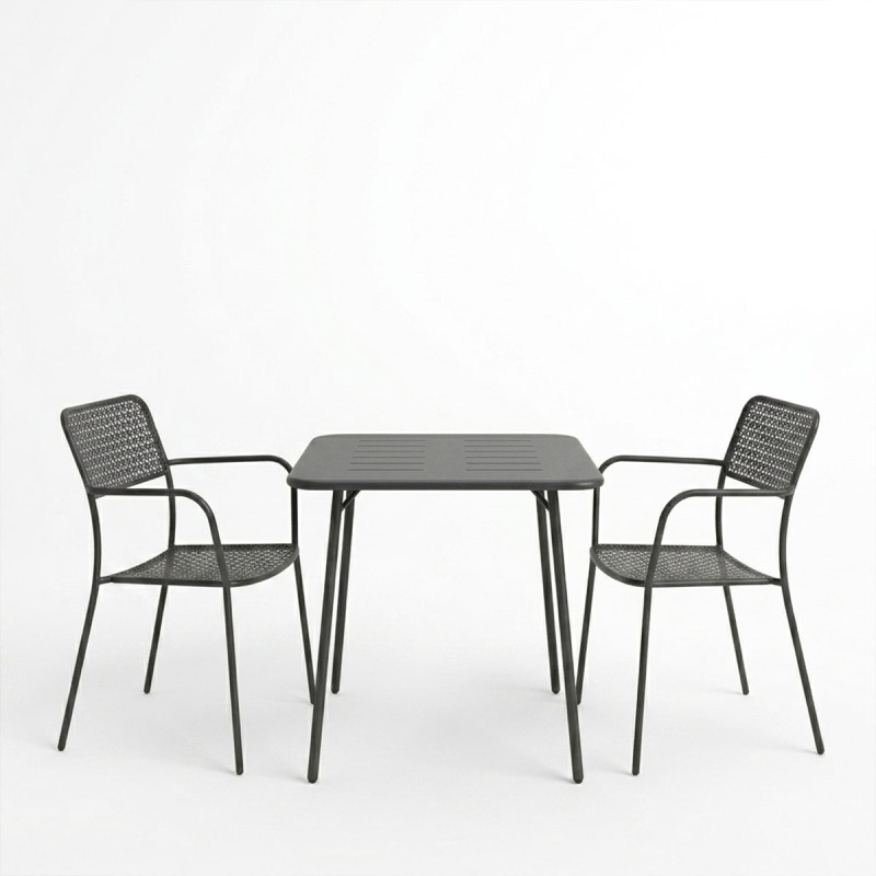 Τραπεζαρία Moraja Federal pakoworld σετ 3τεμ μαύρο μέταλλο 70x70x73εκ