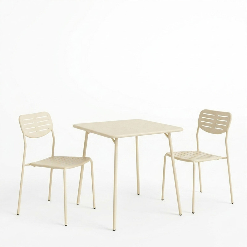 Τραπεζαρία Moraja Deraby I pakoworld σετ 3τεμ κρεμ μέταλλο 70x70x73εκ