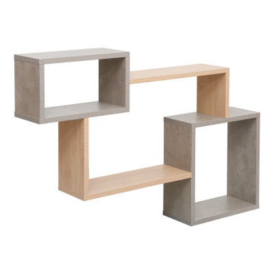 Ράφι τοίχου Beldra pakoworld σε φυσική με γκρι cement απόχρωση 84x15x57.8εκ