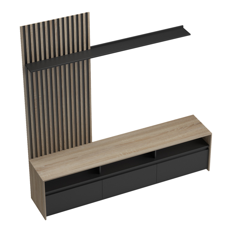 Σύνθετο σαλονιού Delfina pakoworld σε sonoma με μαύρη απόχρωση 190x40x199.5εκ Σύνθετο σαλονιού Delfina pakoworld σε sonoma με μαύρη απόχρωση 190x40x199.5εκ