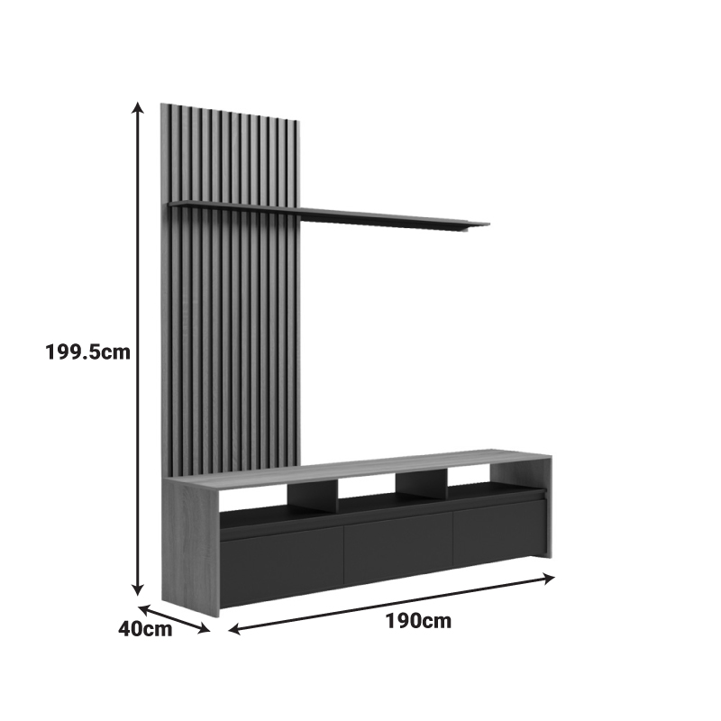 Σύνθετο σαλονιού Delfina pakoworld σε sonoma με μαύρη απόχρωση 190x40x199.5εκ Σύνθετο σαλονιού Delfina pakoworld σε sonoma με μαύρη απόχρωση 190x40x199.5εκ