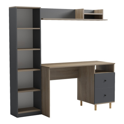 Σύνθεση γραφείου Kontor pakoworld sonoma-ανθρακί 120x50x160εκ Σύνθεση γραφείου Kontor pakoworld sonoma-ανθρακί 120x50x160εκ