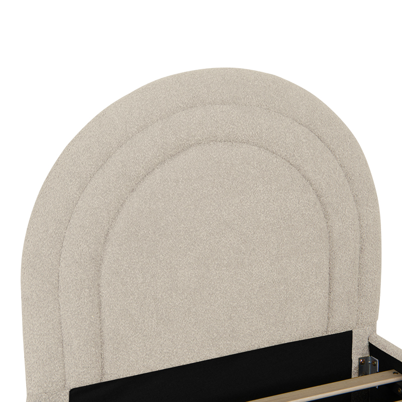 Κρεβάτι Arcuate pakoworld μπουκλέ υφασμα μπεζ με συρόμενο 90x200εκ
