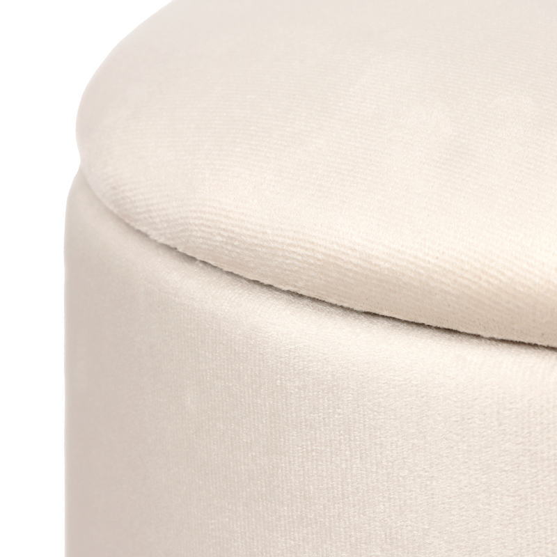 Σκαμπό-μπαούλο Terina pakoworld βελούδο κρεμ Φ46x42εκ