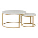 Τραπέζια σαλονιού Solme I pakoworld 2τεμ σε λευκή μαρμάρου απόχρωση με χρυσά μεταλλικά πόδια