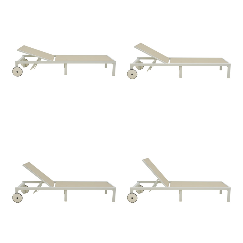 Ξαπλώστρα Mailo pakoworld λευκό αλουμίνιο και textilene σε μπεζ απόχρωση 71x206x30εκ