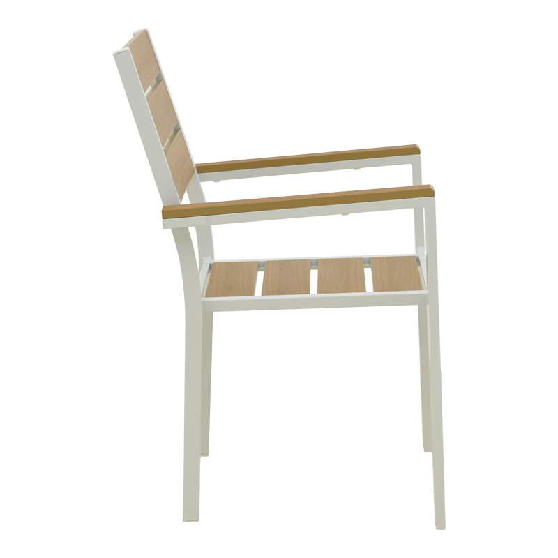 Πολυθρόνα Breze pakoworld στοιβαζόμενη plywood σε φυσική-αλουμίνιο σε λευκή απόχρωση 57.5x60x88εκ