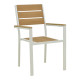 Πολυθρόνα Breze pakoworld στοιβαζόμενη plywood σε φυσική-αλουμίνιο σε λευκή απόχρωση 57.5x60x88εκ