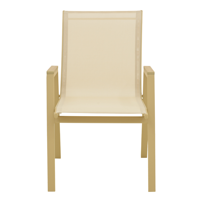 Πολυθρόνα Azelie pakoworld στοιβαζόμενη αλουμίνιο σε cappuccino- textilene σαμπανί 56x75x88εκ