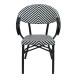 Πολυθρόνα Isaia pakoworld στοιβαζόμενη μαύρο αλουμίνιο-ασπρόμαυρο pe rattan 57x57x83εκ