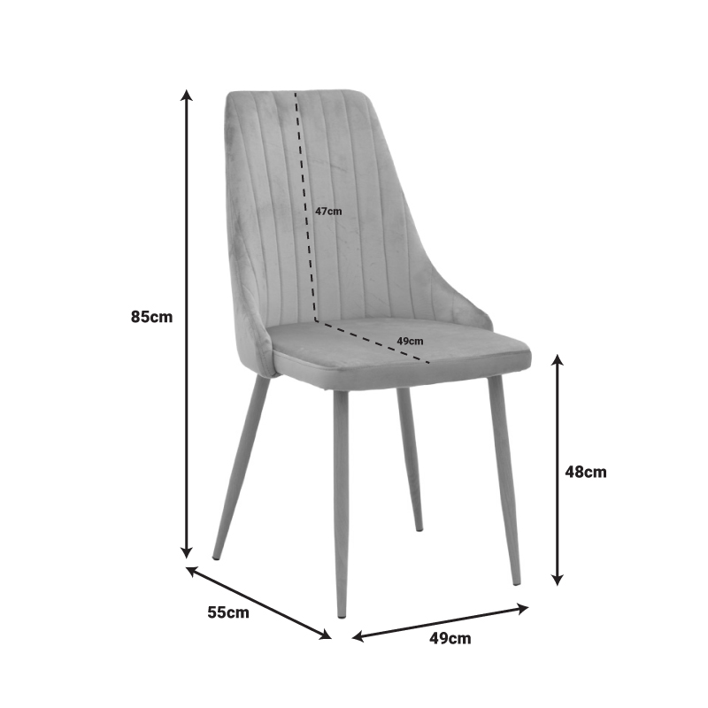 Καρέκλα Azori pakoworld μπεζ βελούδο με πόδι μετάλλου σε φυσική απόχρωση 49x55x85εκ