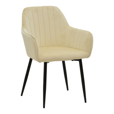 Πολυθρόνα Noor pakoworld μπεζ βελούδο με πόδι μετάλλου σε μαύρη απόχρωση 58x58x86εκ Πολυθρόνα Noor pakoworld μπεζ βελούδο με πόδι μετάλλου σε μαύρη απόχρωση 58x58x86εκ