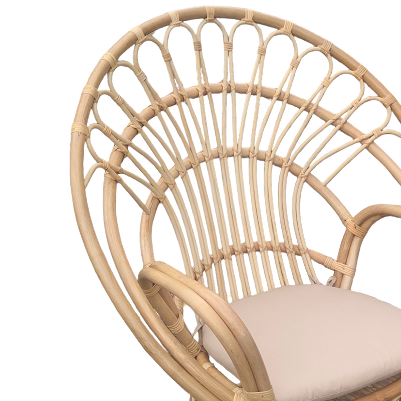 Πολυθρόνα Boloni Inart με μπεζ μαξιλάρι-φυσικό rattan 96x70x120εκ