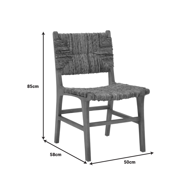 Καρέκλα Refane pakoworld σκελετός teak ξύλο με ψάθα σε καρυδί απόχρωση 50x58x85εκ