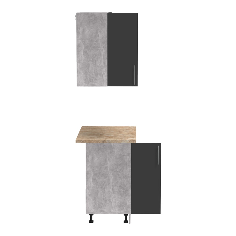 Σύνθεση κουζίνας Festa I pakoworld μελαμίνη σε ανθρακί και πάγκο σε sonoma απόχρωση 100x60x85εκ