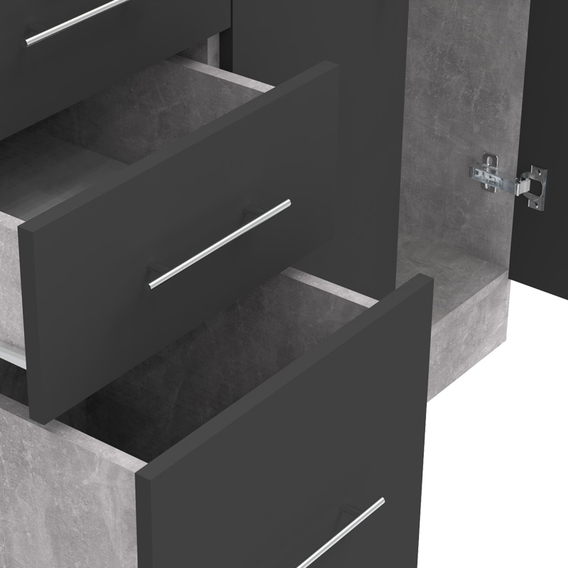 Σύνθεση κουζίνας Festa I pakoworld μελαμίνη σε ανθρακί και πάγκο σε sonoma απόχρωση 100x60x85εκ