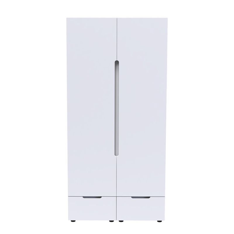 Ντουλάπα δίφυλλη Afina pakoworld mdf σε λευκή glossy απόχρωση 100x57x213εκ