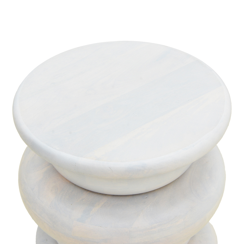 Βοηθητικό τραπέζι Circena pakoworld μασίφ μάνγκο ξύλο λευκό Φ40x45εκ