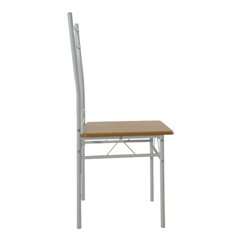 Τραπεζαρία Reforia pakoworld σετ 5τμχ mdf σε φυσική απόχρωση με λευκά μεταλλικά πόδια 110x60x74εκ