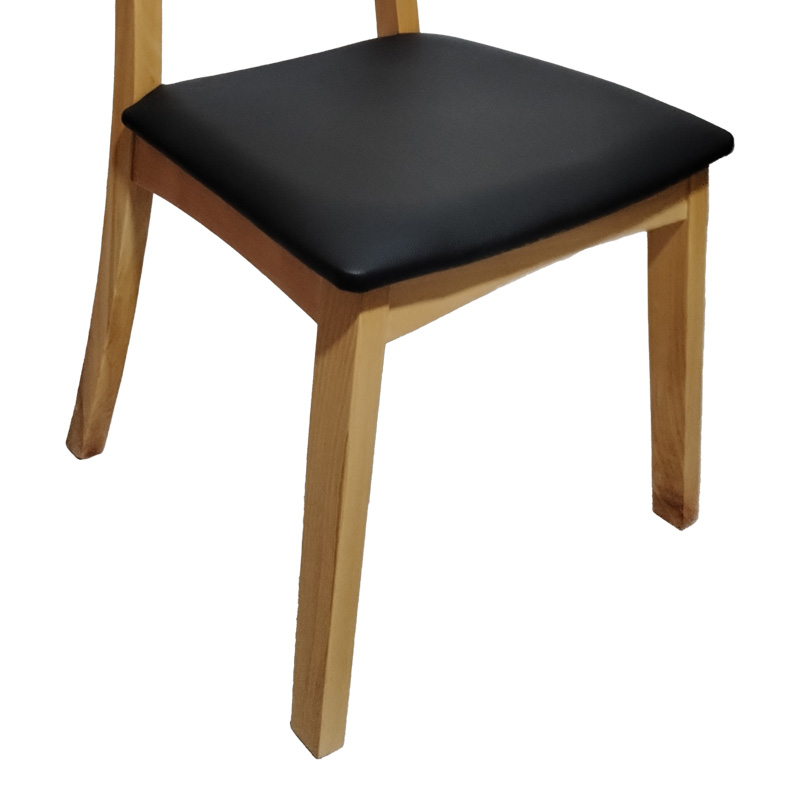 Καρέκλα Renna pakoworld ξύλο οξιάς σε φυσική απόχρωση με μαύρο pu μαξιλάρι 48x52x79εκ