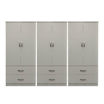 Ντουλάπα εξάφυλλη με συρτάρια Athos pakoworld λευκή 240x42x180εκ