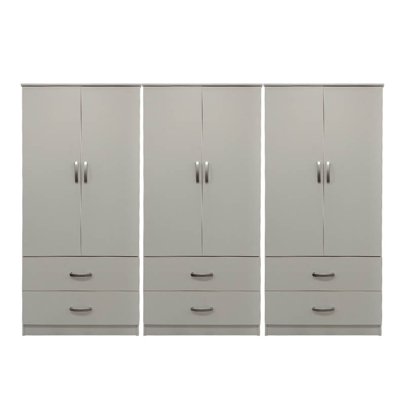 Ντουλάπα εξάφυλλη με συρτάρια Athos pakoworld λευκή 240x42x180εκ
