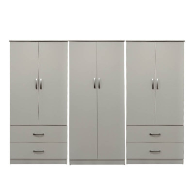 Ντουλάπα εξάφυλλη Athos pakoworld λευκή 240x42x180εκ