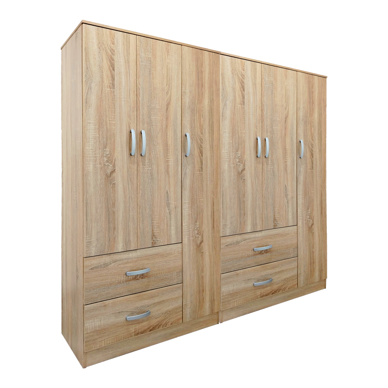 Ντουλάπα εξάφυλλη Athos pakoworld sonoma 180x42x180εκ