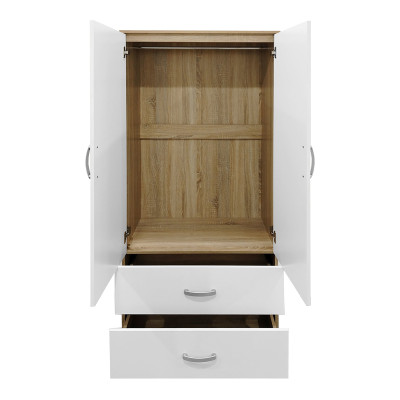 Ντουλάπα εξάφυλλη με συρτάρια Athos pakoworld sonoma-λευκό  240x42x180εκ