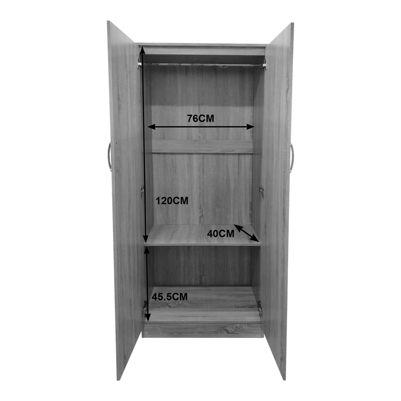 Ντουλάπα εξάφυλλη με πατάρι Athos pakoworld λευκή 240x42x240εκ