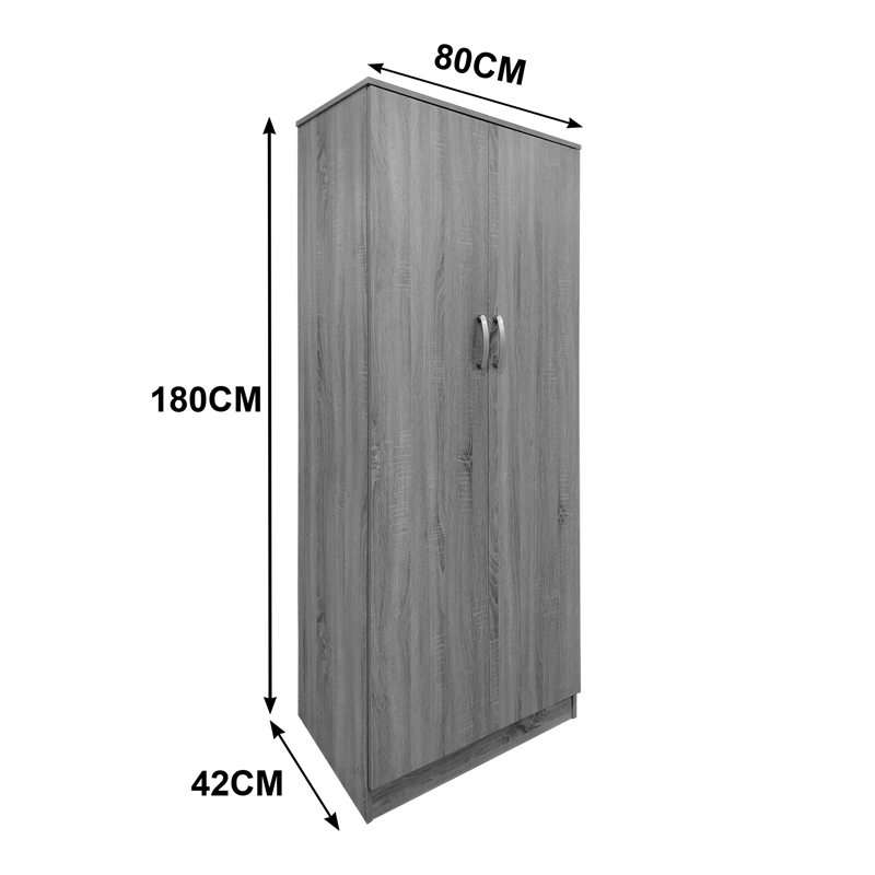Ντουλάπα τετράφυλλη Athos pakoworld sonoma-ανθρακί 160x42x180εκ