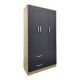 Ντουλάπα εξάφυλλη Athos pakoworld sonoma-ανθρακί 180x42x180εκ