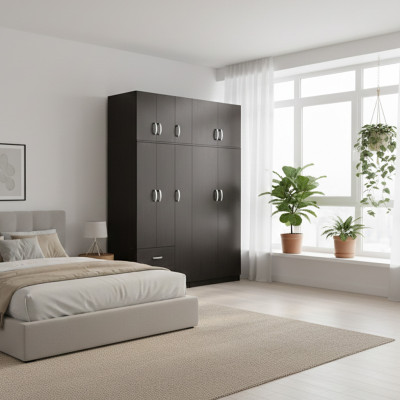 Ντουλάπα πεντάφυλλη με πατάρι Athos I pakoworld wenge 170x42x240εκ