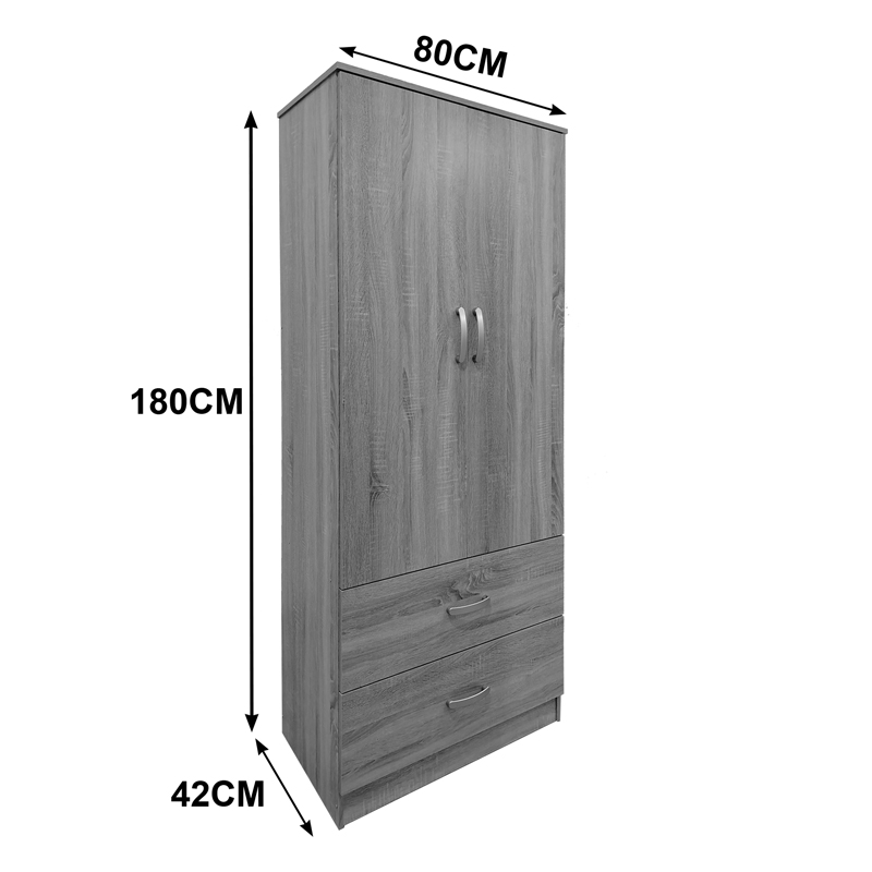 Ντουλάπα τετράφυλλη με συρτάρια και πατάρι Athos pakoworld sonoma 160x42x240εκ