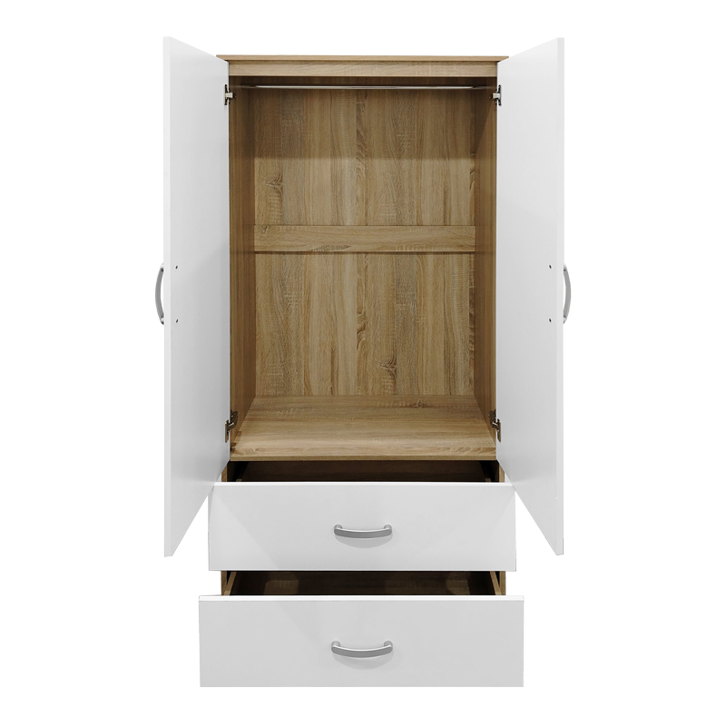 Ντουλάπα εξάφυλλη με πατάρι Athos I pakoworld sonoma-λευκή 240x42x240εκ