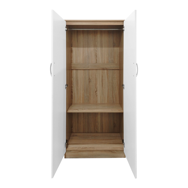 Ντουλάπα εξάφυλλη με πατάρι Athos I pakoworld sonoma-λευκή 240x42x240εκ