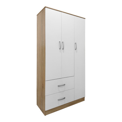 Ντουλάπα εξάφυλλη με πατάρι Athos pakoworld sonoma-λευκή 180x42x240εκ
