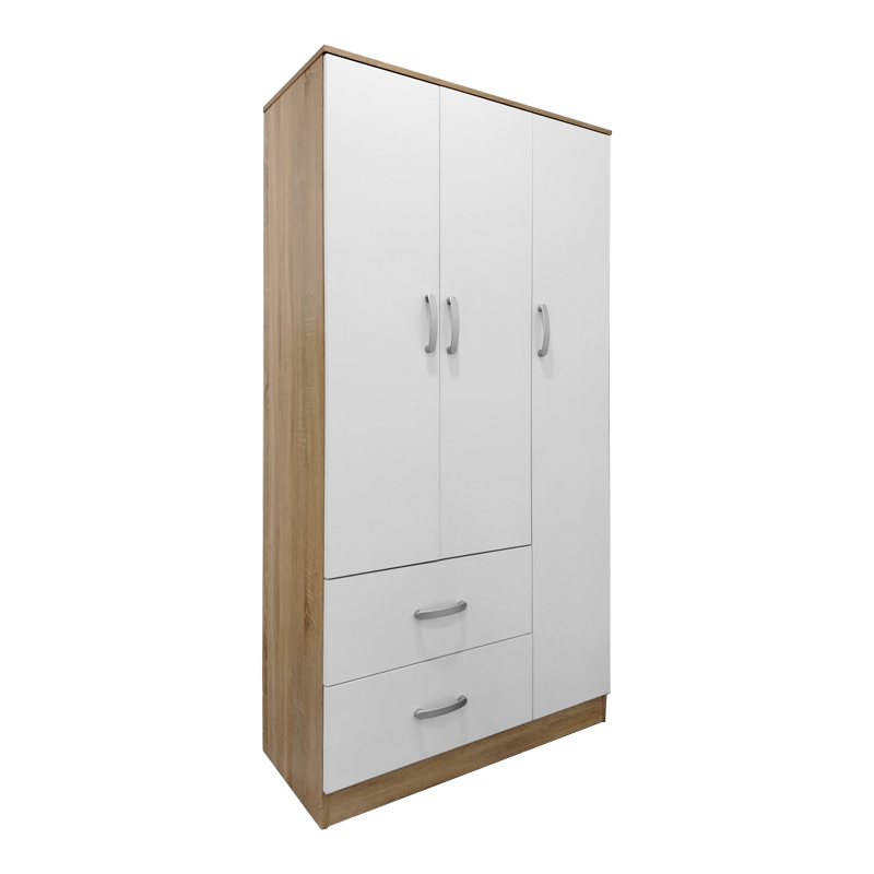 Ντουλάπα εξάφυλλη με πατάρι Athos pakoworld sonoma-λευκή 180x42x240εκ