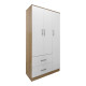 Ντουλάπα εξάφυλλη με πατάρι Athos pakoworld sonoma-λευκή 180x42x240εκ