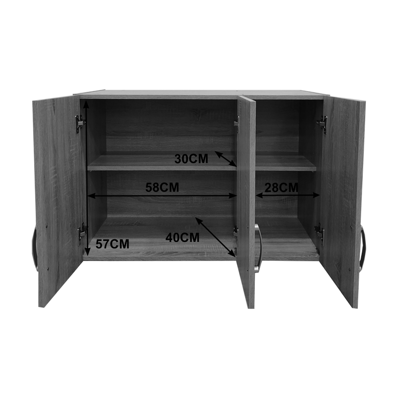 Ντουλάπα εξάφυλλη με πατάρι Athos pakoworld sonoma-λευκή 180x42x240εκ