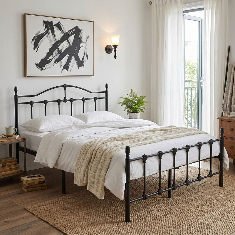 Κρεβάτι Wotso pakoworld μεταλλικό μαύρο 140x200εκ