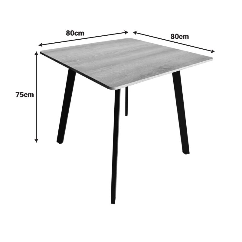 Τραπέζι Squaro pakoworld καρυδί mdf με μαύρα μεταλλικά πόδια 80x80x75εκ