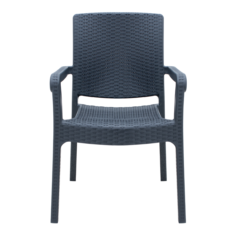 Πολυθρόνα κήπου πολυπροπυλενίου με πλέξη ραττάν χρώμα γκρι 56x60x86,5εκ.