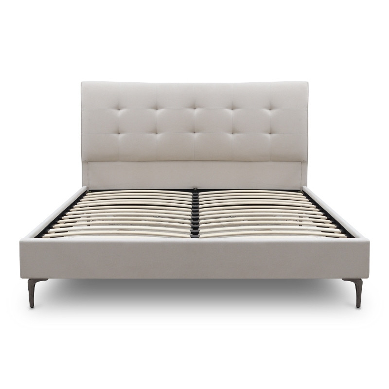 Κρεβάτι Mirel Megapap υφασμάτινο χρώμα ανοιχτό μπεζ 160x200εκ.