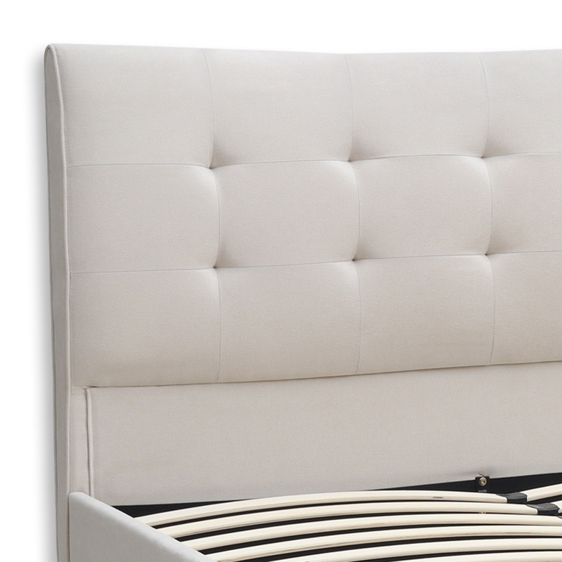 Κρεβάτι Mirel Megapap υφασμάτινο χρώμα ανοιχτό μπεζ 160x200εκ.