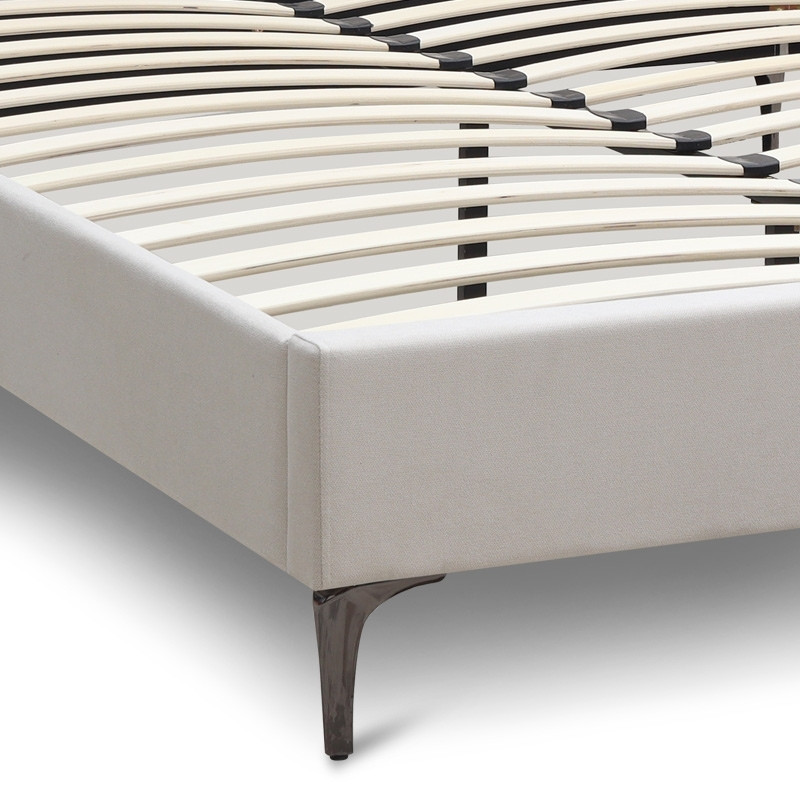 Κρεβάτι Mirel Megapap υφασμάτινο χρώμα ανοιχτό μπεζ 160x200εκ.