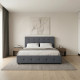 Κρεβάτι Iro Megapap υφασμάτινο με αποθηκευτικό χώρο χρώμα ανθρακί 150x200εκ.